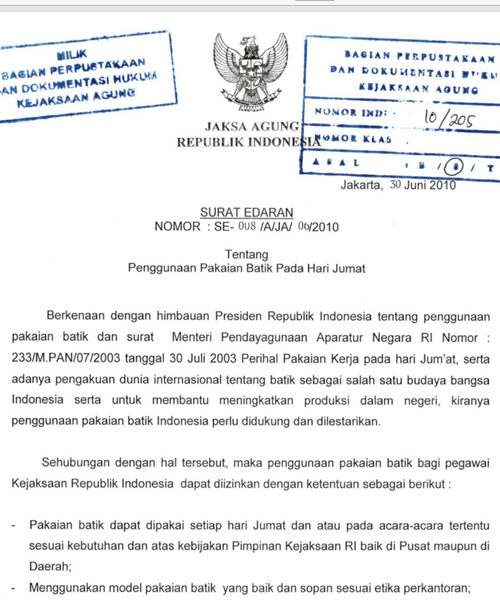 Cover PENGGUNAAN PAKAIAN BATIK PADA HARI JUM'AT