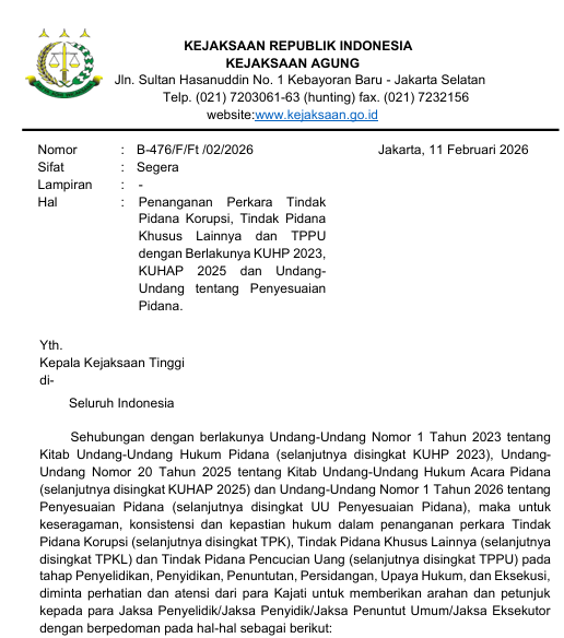 Cover Penanganan Perkara Tindak Pidana Korupsi, Tindak Pidana Khusus Lainnya dan TPPU dengan Berlakunya KUHP 2023, KUHAP 2025 dan Undang- Undang tentang Penyesuaian Pidana.