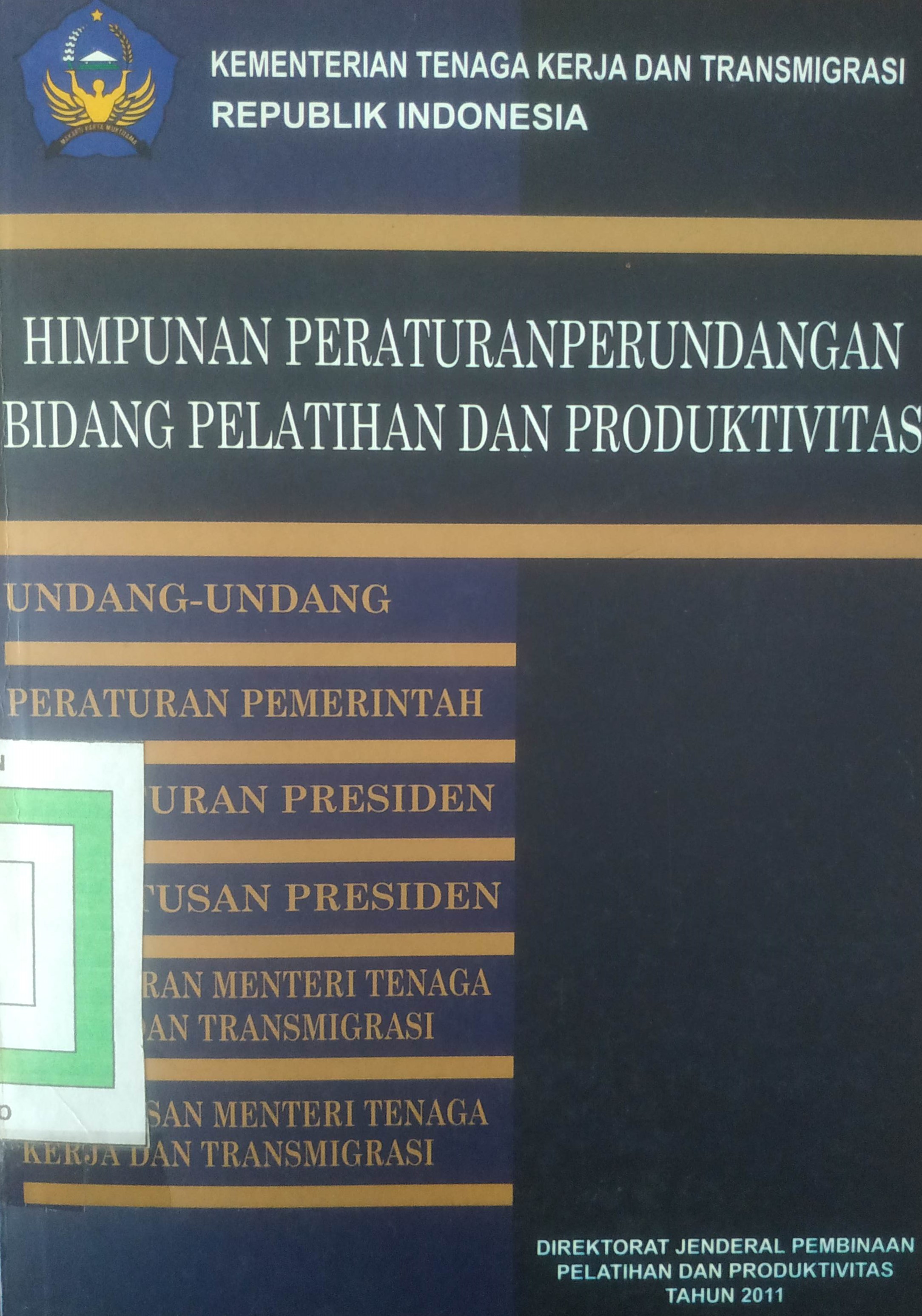 Cover Himpunan Peraturan Perundang-an Bidang Pelatihan dan Produktivitas
