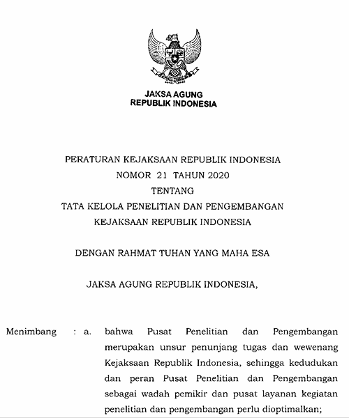 Cover Tata Kelola Penelitian Dan Pengembangan Kejaksaan Republik Indonesia