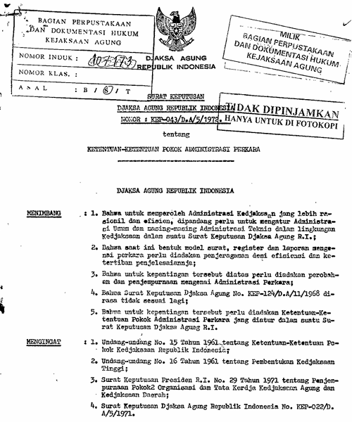 Cover KETENTUAN-KETENTUAN POKOK ADMINISTRASI PERKARA