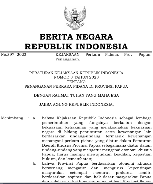 Cover Penanganan Perkara Pidana Di Provinsi Papua