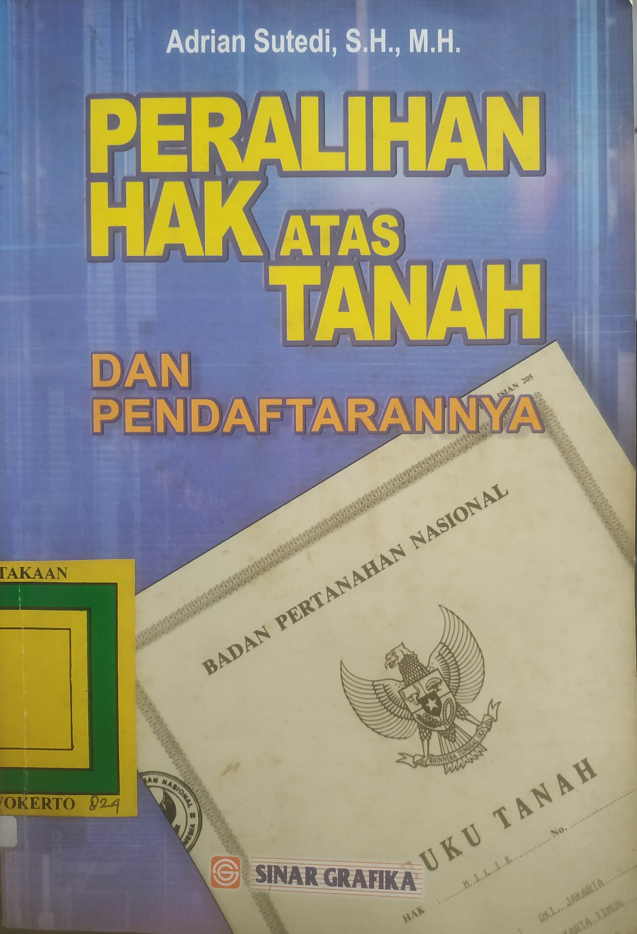 Cover Peralihan Hak atas tanah dan pendaftarannya