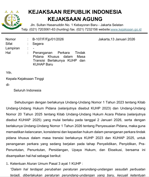 Cover Penanganan Perkara Tindak Pidana Khusus dalam Masa Transisi berlakunya KUHP dan KUHAP Baru