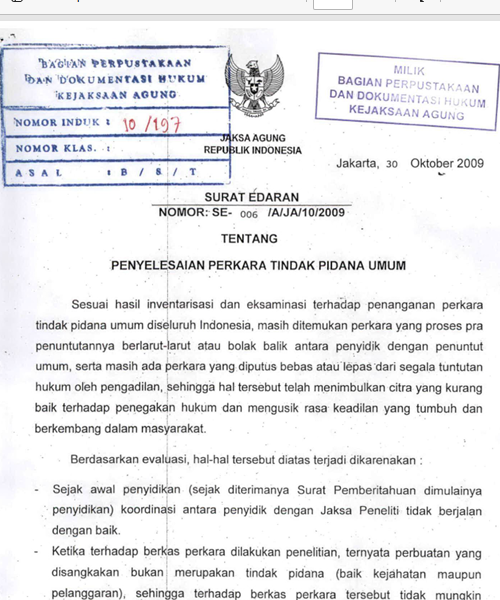 Cover PENYELESAIAN PERKARA TINDAK PIDANA UMUM