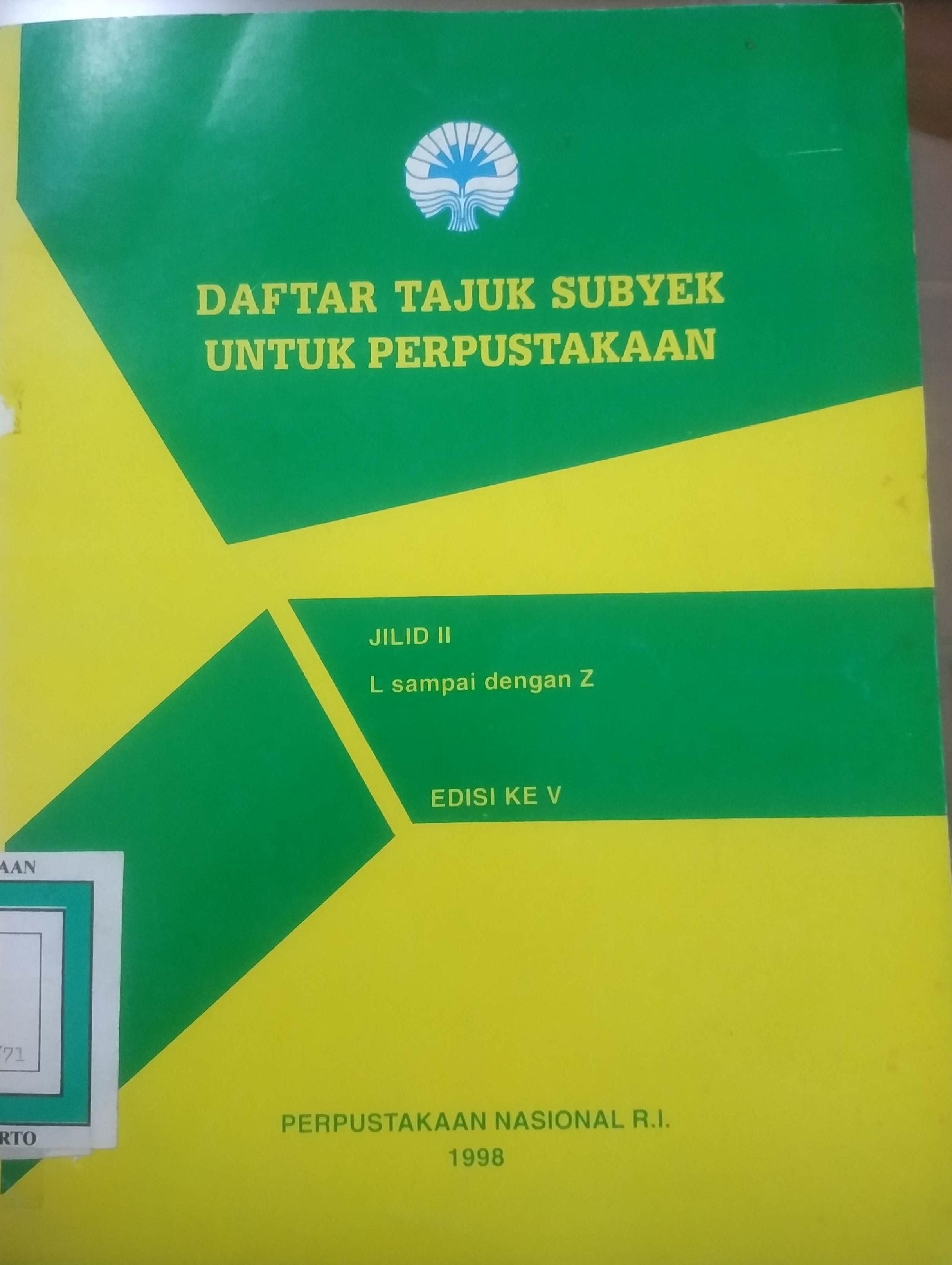 Cover Daftar tajuk subyek untuk perpustakaan. Buku II