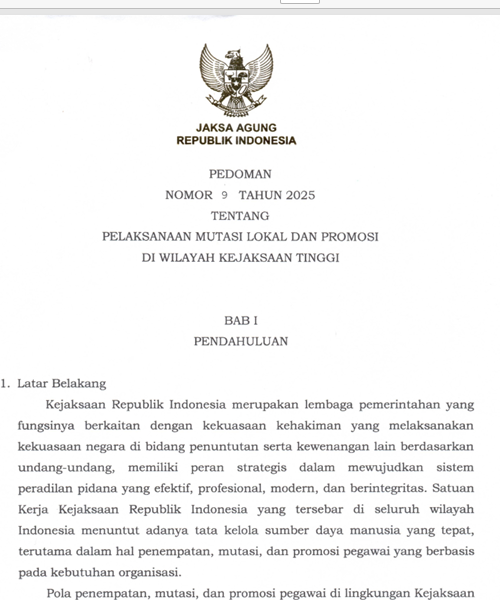 Cover PELAKSANAAN MUTASI LOKAL DAN PROMOSI DI WILAYAH KEJAKSAAN TINGGI