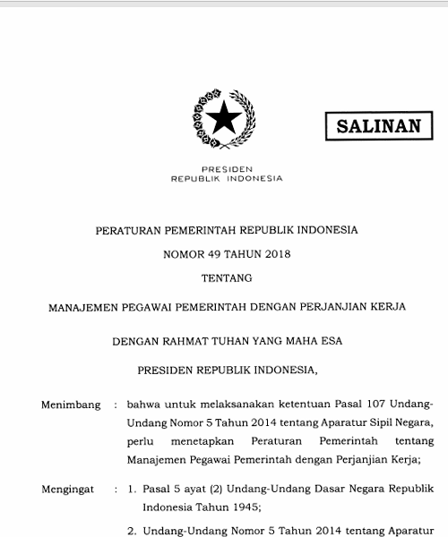Cover Manajemen Pegawai Pemerintah dengan Perjanjian Kerja