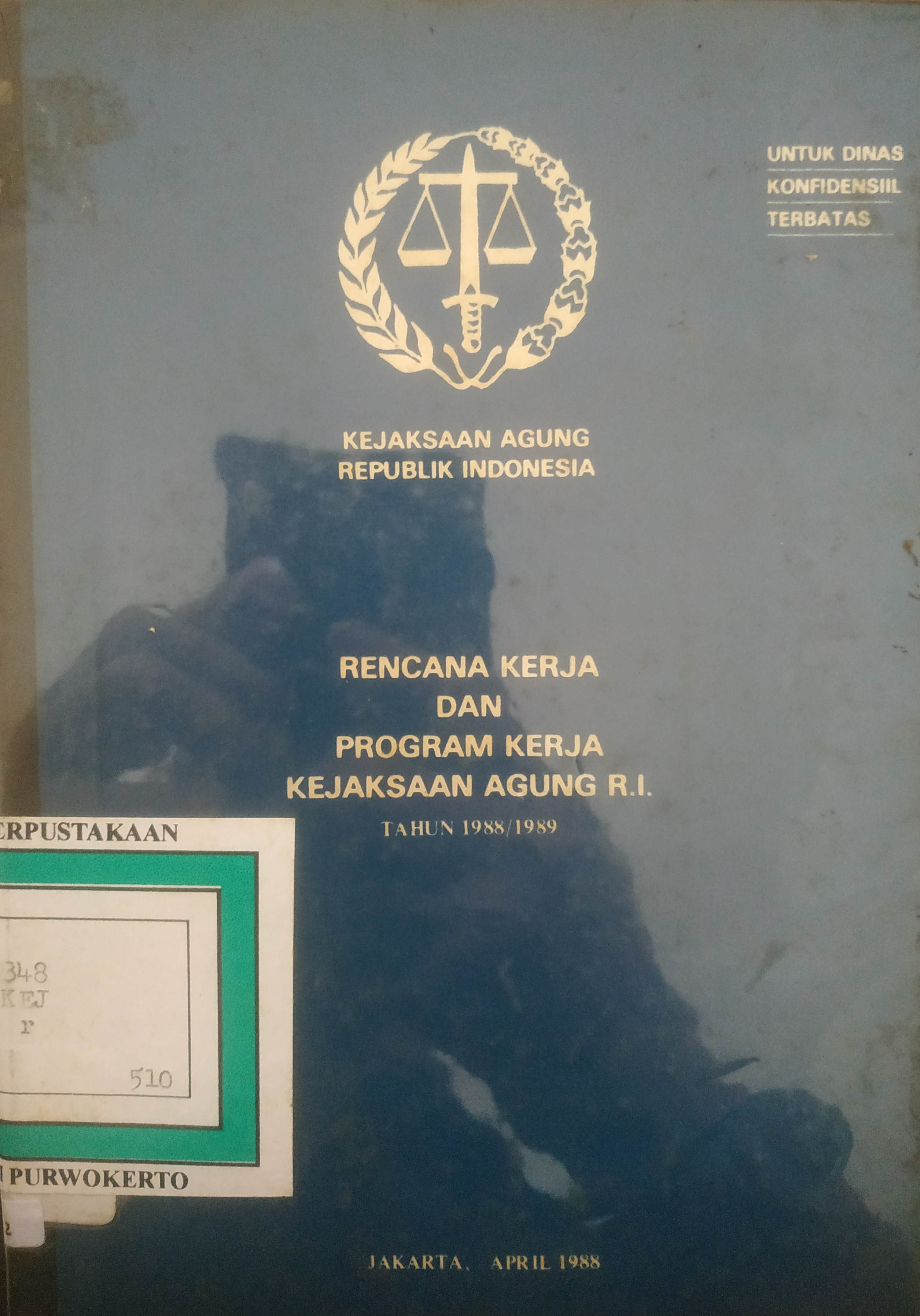 Cover Rencana Kerja dan Program Kerja Kejakgung RI Tahun 1988/1989