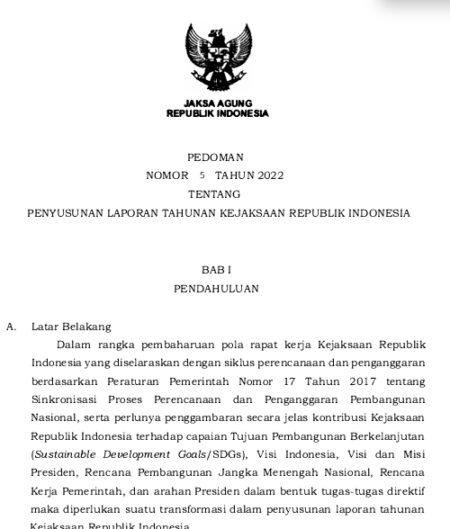 Cover Penyusunan Laporan Tahunan Kejaksaan Republik Indonesia