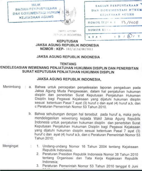 Cover PENDELEGASIAN WEWENANG PENJATUHAN HUKUMAN DISIPLIN DAN PENERBITAN SURAT KEPUTUSAN PENJATUHAN HUKUMAN DISIPLIN