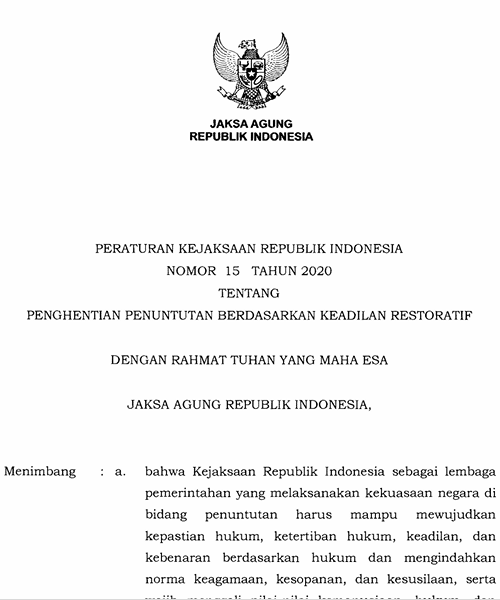 Cover Penghentian Penuntutan Berdasarkan Keadilan Restoratif