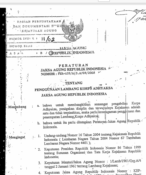 Cover PENGGUNAAN LAMBANG KORPS ADHYAKSA