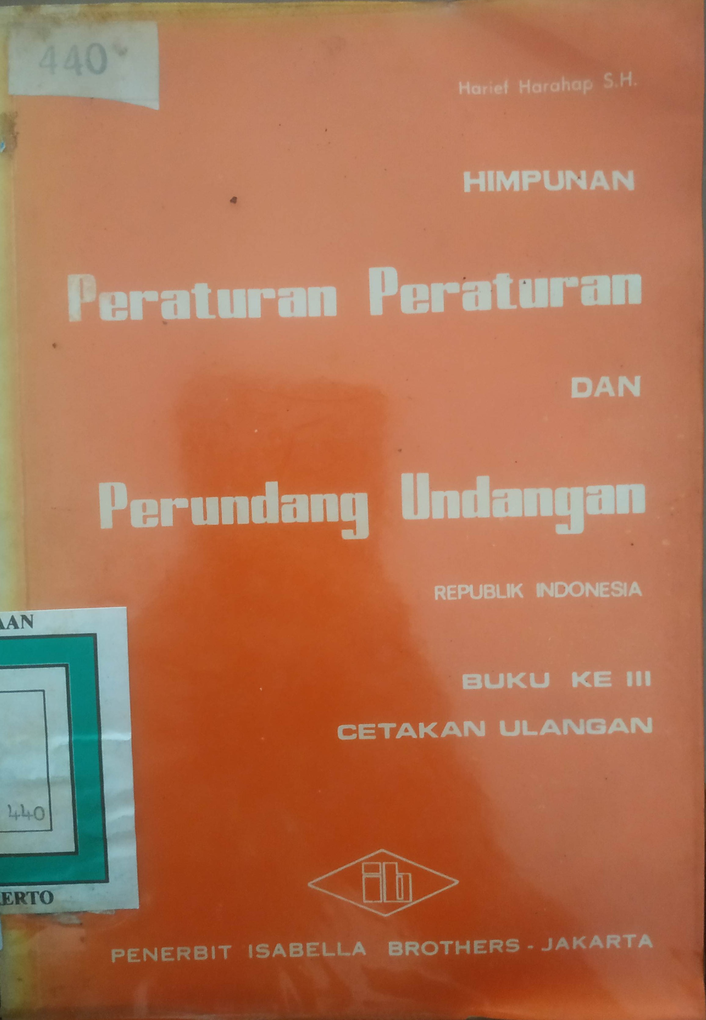 Cover Himpunan Peraturan-Peraturan dan Perundang-undangan Republik Indonesia Buku ke III