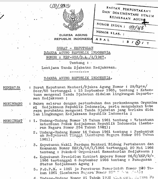 Cover LENCANA TANDA JABATAN KEJAKSAAN