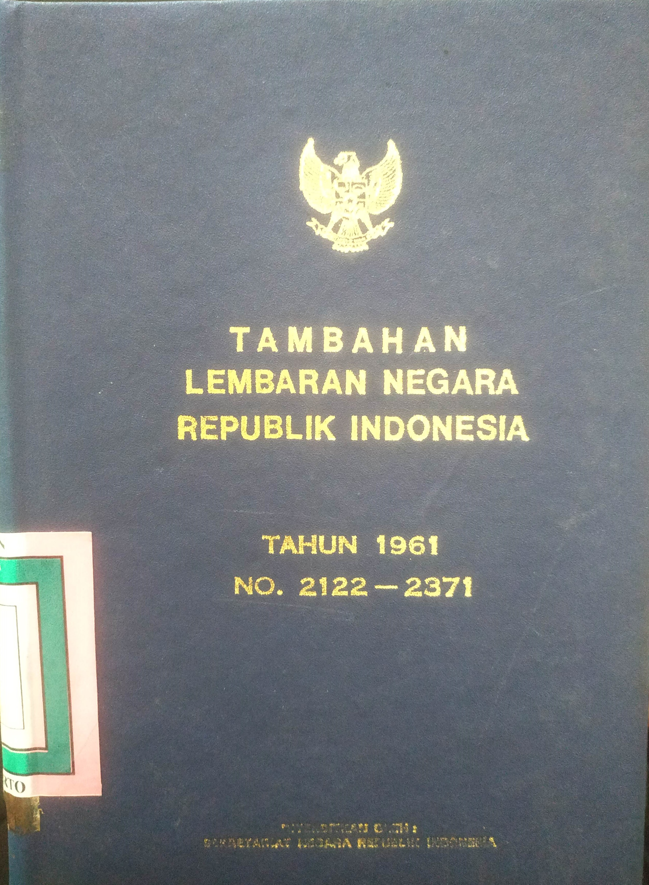 Cover Tambahan Lembaran Negara  Republik Indonesia Tahun 1961 No. 2122-2371