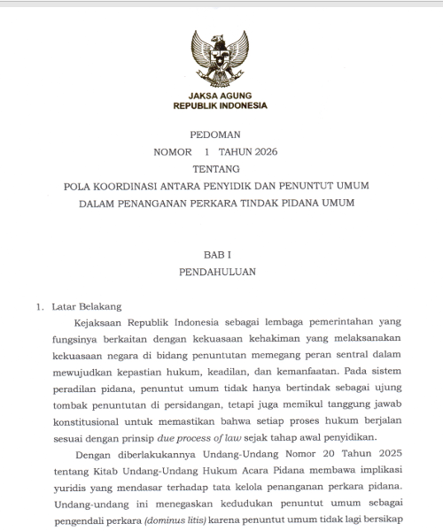 Cover Pola Koordinasi Antara Penyidik dan Penuntut Umum dalam Penanganan Perkara Tindak Pidana Umum.2