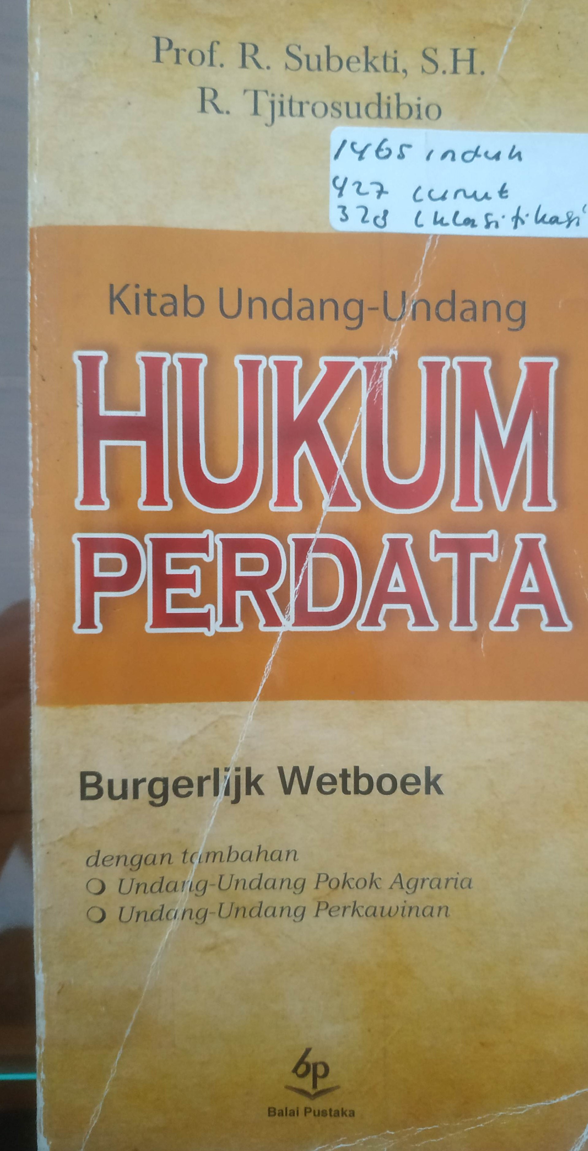 Cover Kitab Undang-Undang Hukum Perdata
Burgerlijk Wetboek
