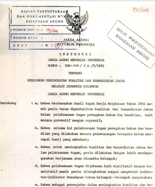 Cover KEBIJAKAN PENINGKATAN KUALITAS DAN KEMANDIRIAN JAKSA MELALUI DINAMIKA KELOMPOK