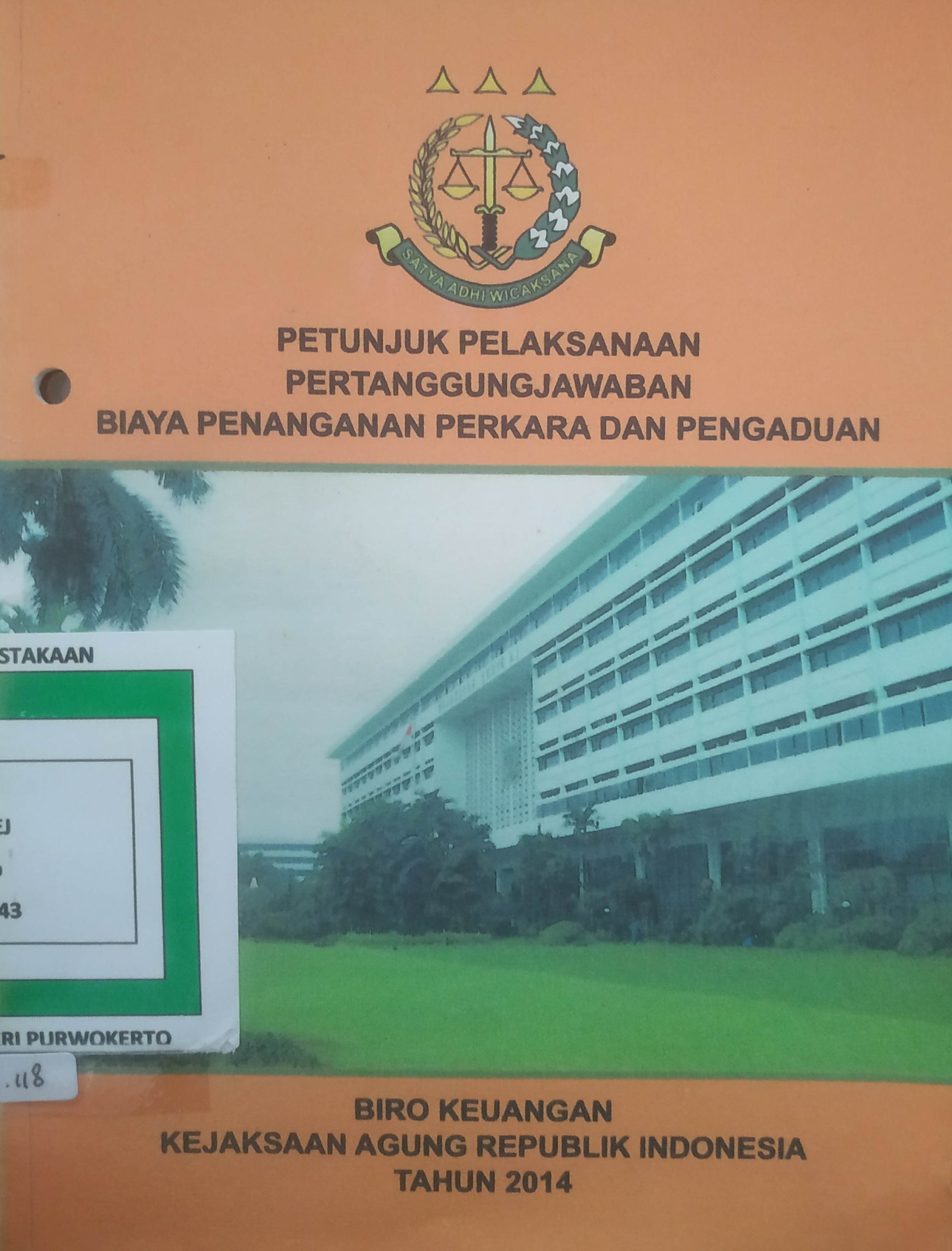 Cover Petunjuk Pelaksanaan Pertang gung jawaban biaya Penang anan perkara dan pengaduan