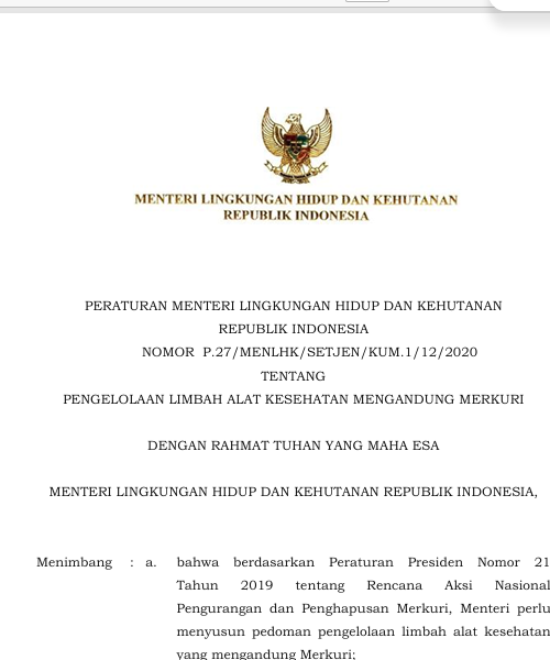 Cover Pengelolaan Limbah Alat Kesehatan Mengandung Merkuri