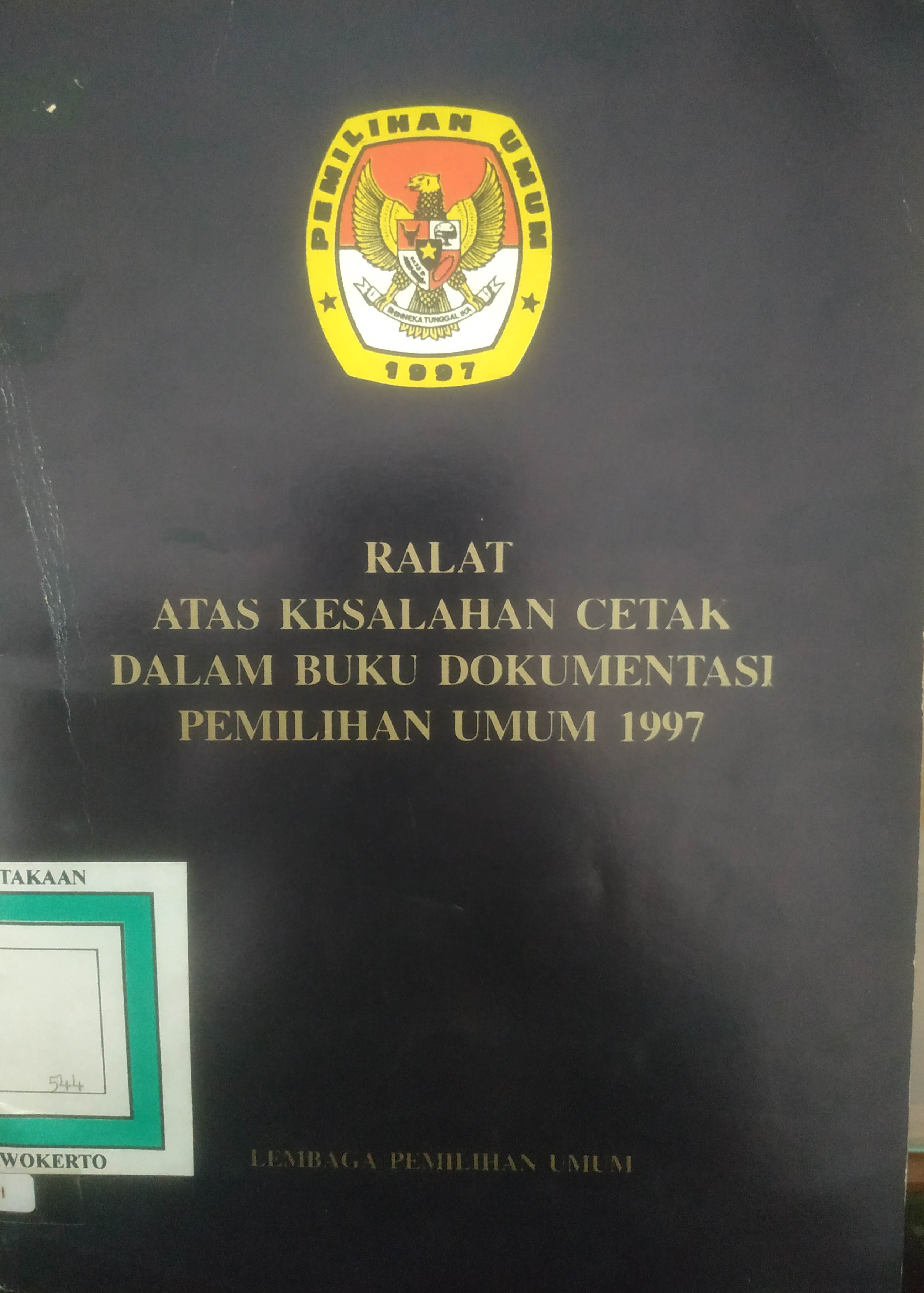 Cover Ralat atas kesalahan cetak dalam Buku Dokumentasi Pemilu 1997