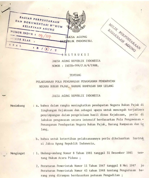 Cover PELAKSANAAN POLA PENGAWASAN PENANGANAN PENDAPATAN NEGARA BUKAN PAJAK BARANG RAMPASAN DAN LELANG