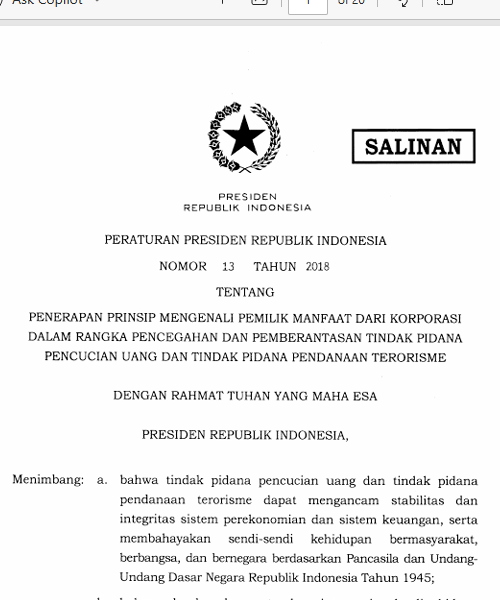 Cover Penerapan Prinsip Mengenali Pemilik Manfaat dari Korporasi dalam Rangka Pencegahan dan Pemberantasan Tindak Pidana Pencucian Uang dan Tindak Pidana Pendanaan Terorisme