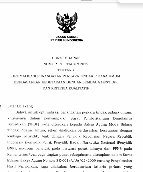 Cover OPTIMALISASI PENANGAN PERKARA TINDAK PIDANA UMUM BERDASARKAN KESETARAAN DENGAN LEMBAGA PENYIDIK DAN KRITERIA KUALITATIF