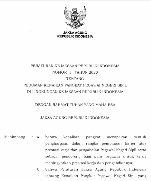 Cover Pedoman Kenaikan Pangkat Pegawai Negeri Sipil Di Lingkungan Kejaksaan Republik Indonesia