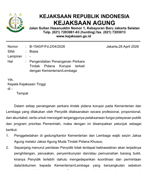 Cover Pengendalian Penanganan Perkara Tindak Pidana Korupsi terkait dengan Kementerian atau Lembaga