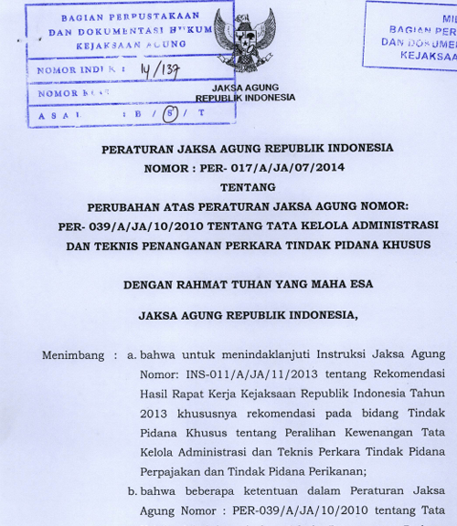 Cover TATA KELOLA ADMINISTRASI DAN TEKNIS PENANGANAN PERKARA TINDAK PIDANA KHUSUS