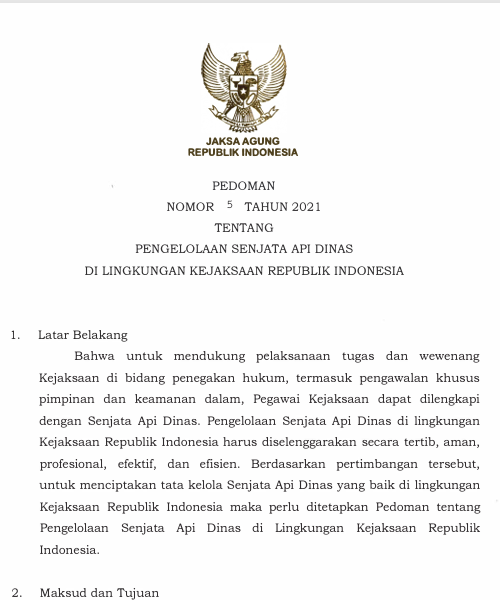 Cover Pengelolaan Senjata Api Dinas di Lingkungan Kejaksaan Republik Indonesia
