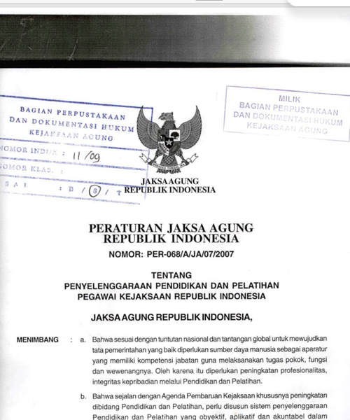 Cover PENYELENGGARAAN PENDIDIKAN DAN PELATIHAN PEGAWAI KEJAKSAAN RI