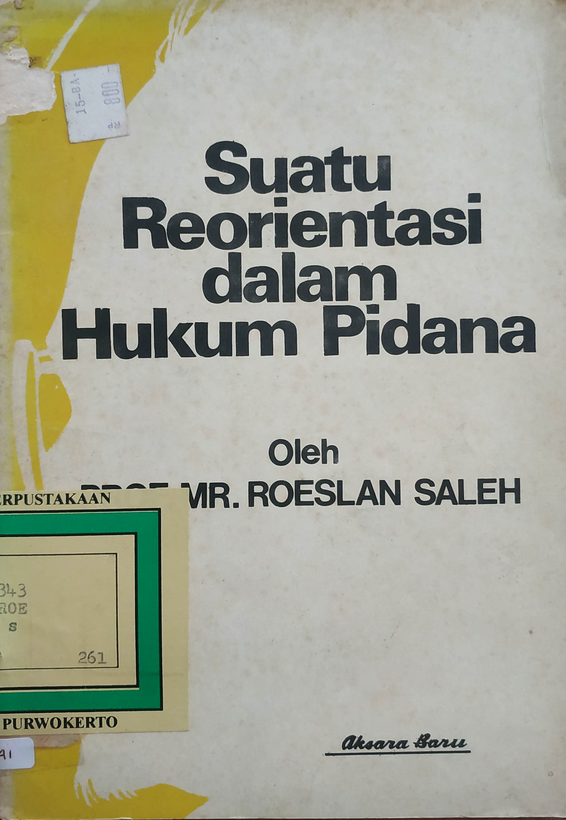 Cover Suatu Reorientasi dalam Hukum Pidana