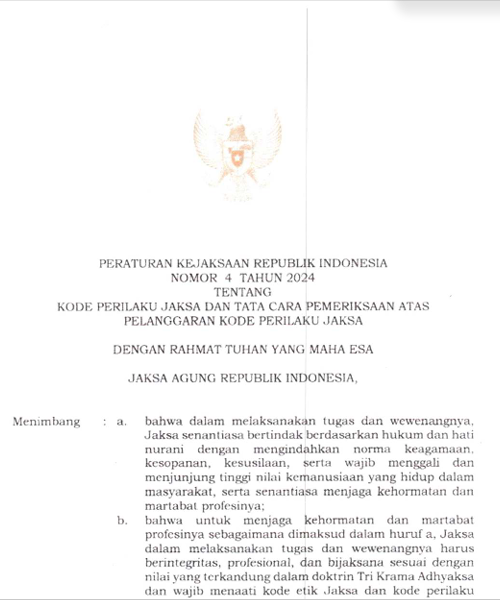 Cover Kode Perilaku Jaksa dan Tata Cara Pemeriksaan Atas Pelanggaran Kode Perilaku Jaksa