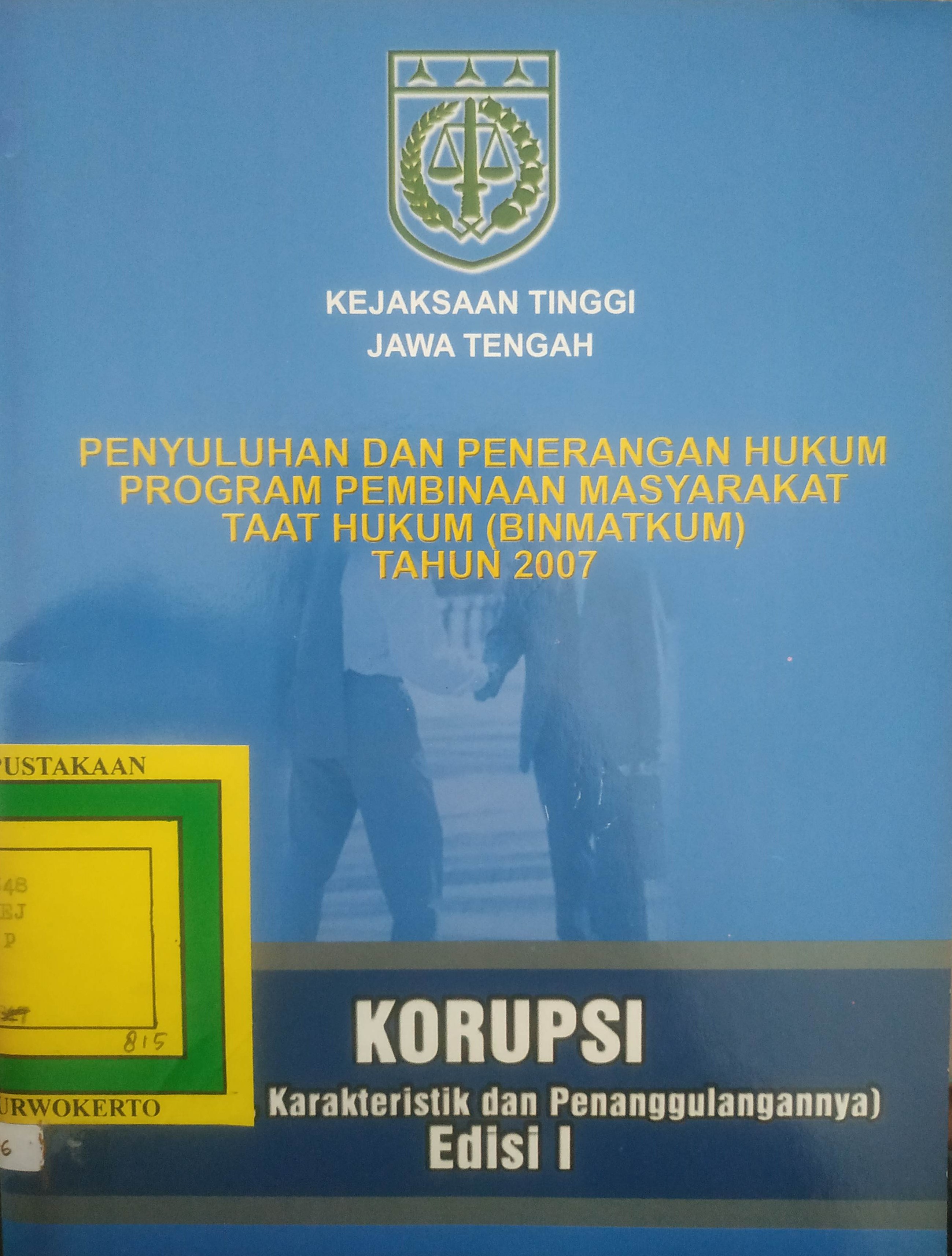 Cover Korupsi (Bahaya, Karakteristik dan Penanggulangannya) 