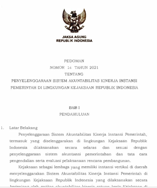 Cover Penyelenggaraan Sistem Akuntabilitas Kinerja Instansi Pemerintah di Lingkungan Kejaksaan Republik Indonesia