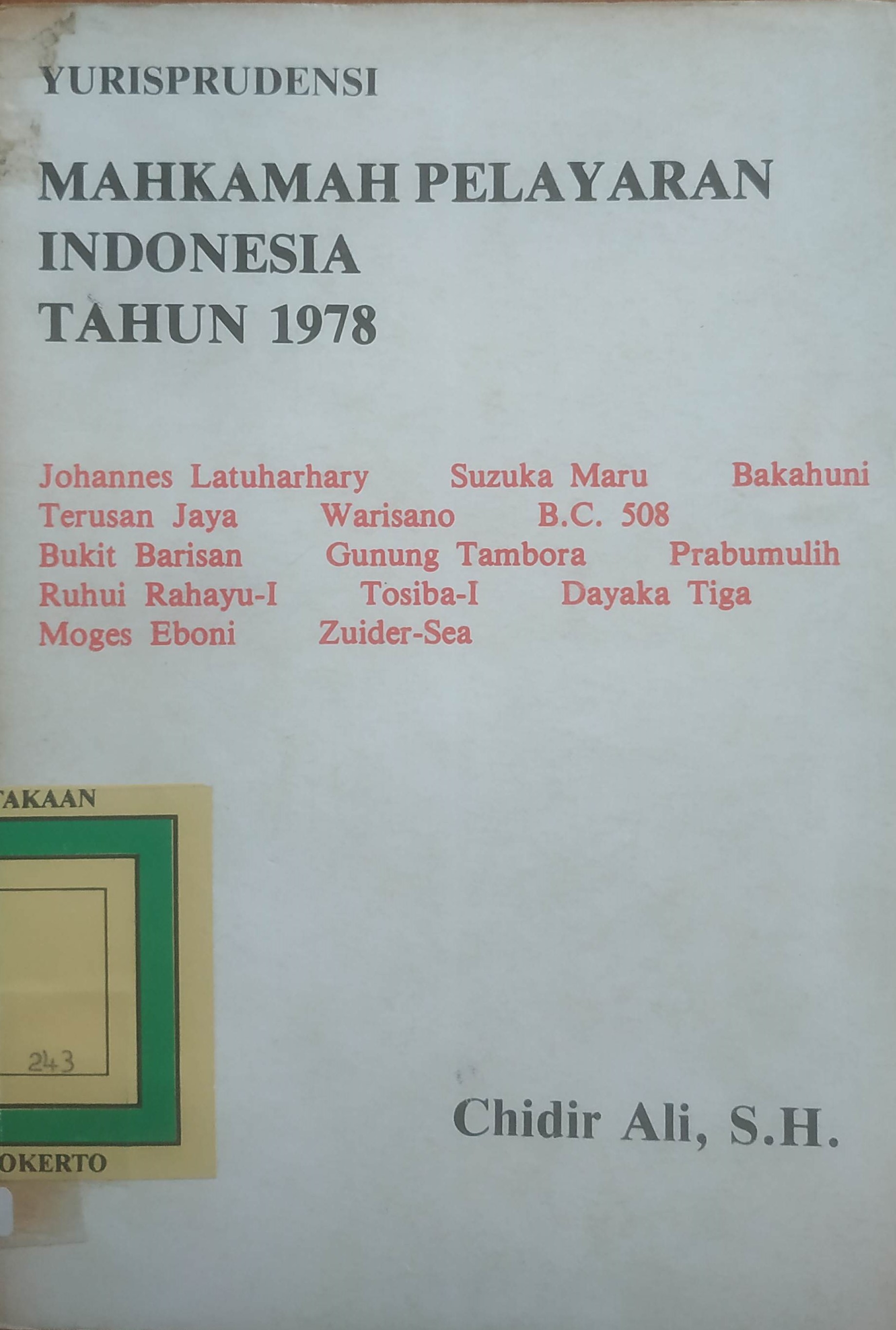 Cover Yurisprudensi Mahkamah Pelayaran Indonesia Tahun 1978