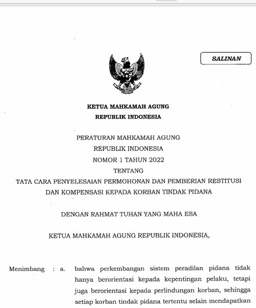 Cover Tata Cara Penyelesaian Permohonan dan Pemberian Restitusi dan Kompensasi kepada Korban Tindak Pidana