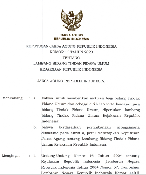 Cover LAMBANG BIDANG TINDAK PIDANA UMUM KEJAKSAAN REPUBLIK INDONESIA