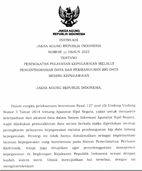 Cover PENINGKATAN PELAYANAN KEPEGAWAIAN MELALUI PENGINTEGRASIAN DATA DAN PEMBANGUNAN BIG DATA BIDANG KEPEGAWAIAN