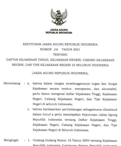 Cover DAFTAR KEJAKSAAN TINGGI, KEJAKSAAN NEGERI, CABANG KEJAKSAAN NEGERI, DAN TIPE KEJAKSAAN NEGERI DI SELURUH INDONESIA