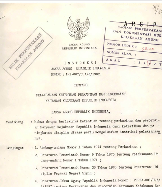Cover PETUNJUK KETENTUAN PERKAWINAN DAN PERCERAIAN KARYAWAN KEJAKSAAN REPUBLIK INDONESIA