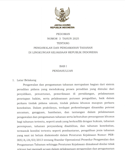 Cover Pengawalan dan Pengamanan Tahanan di Lingkungan Kejaksaan RI