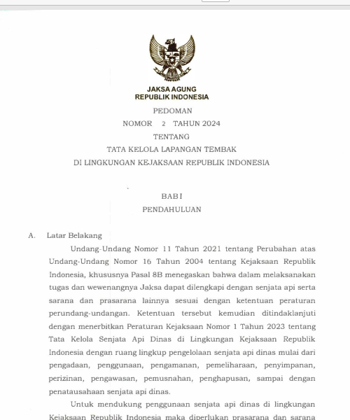 Cover Tata Kelola Lapangan Tembak di Lingkungan Kejaksaan RI