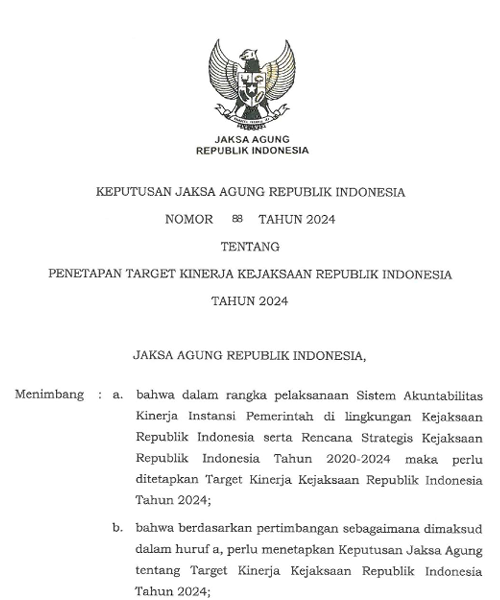 Cover PENETAPAN TARGET KINERJA KEJAKSAAN REPUBLIK INDONESIA