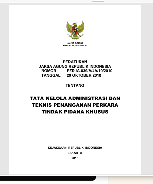 Cover TATA KELOLA ADMINISTRASI DAN TEKNIS PENANGANAN TINDAK PIDANA KHUSUS