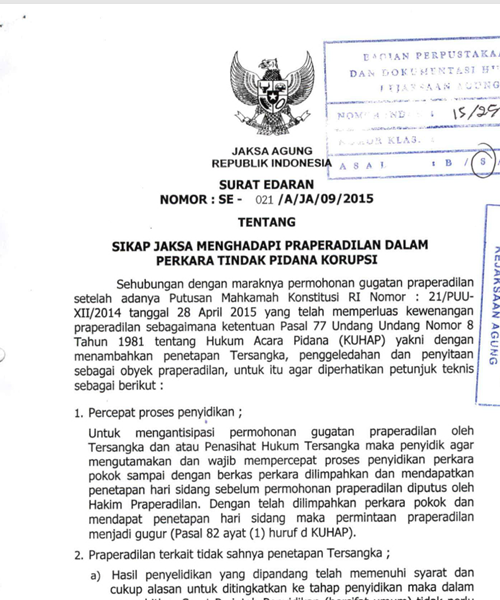 Cover SIKAP JAKSA MENGHADAPI PRAPERADILAN DALAM PERKARA TINDAK PIDANA KORUPSI