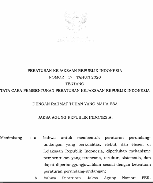 Cover Tata Cara Pembentukan Peraturan Kejaksaan Republik Indonesia